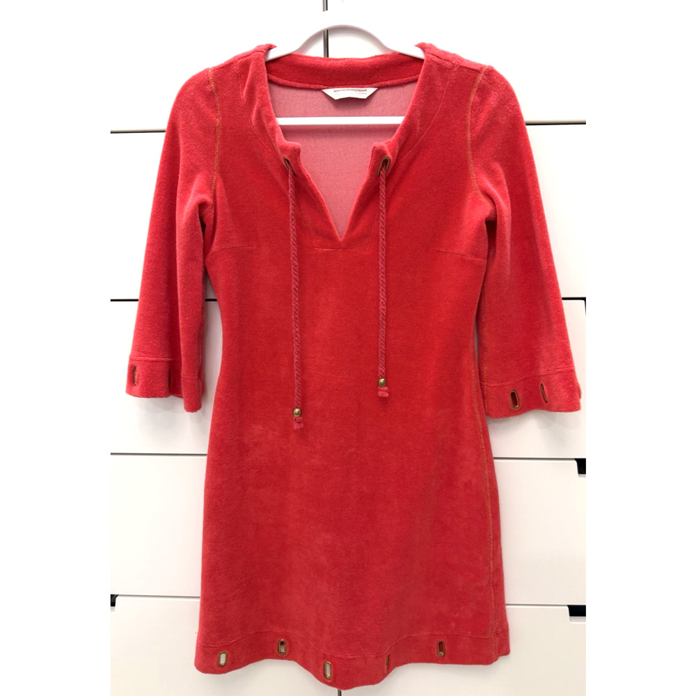Boston Proper Terry Grommet Tunic Dress Red Grapefruit Sz. XX Small - MSRP $98